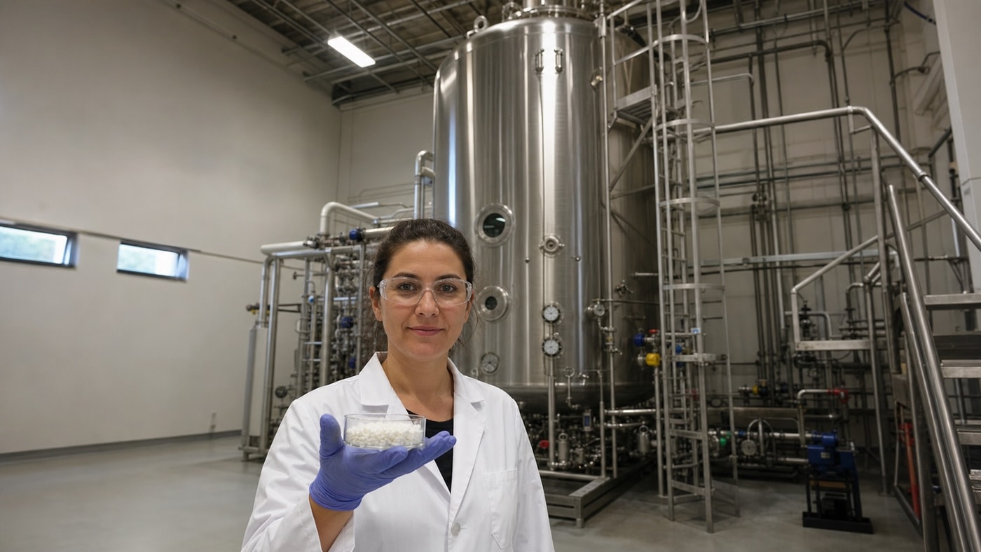 Industrial bioreactor and PHA sample